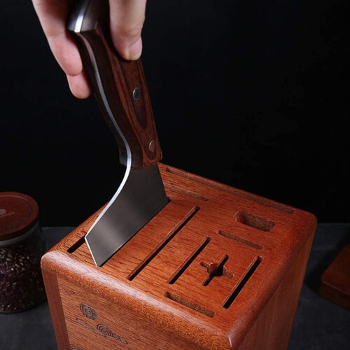 Ebony Wood Kitchen Knife Holder with Ventilated Design and Protective Silicone Base 2
