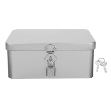 Tinplate Box: Desktop Metal Storage Box With Hinged Lid-Tinplate Organizer For Office Supplies Home Decor And Small Items-With Lock Design