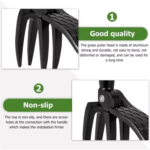 Manual Weed Puller with 4Claw Steel Head, Ergonomic Standing Lawn Weed Removal Tool 1