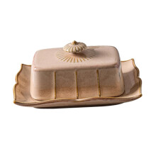 Ceramic Butter Dish with Lid for Butter Cheese and Desserts, Smooth EasyClean Serving Plate for Kitchen