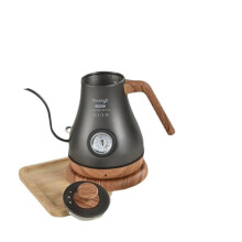 Gooseneck Electric Kettle with Precise Temperature Control, 1L 304 Stainless Steel Coffee Brewer, Black