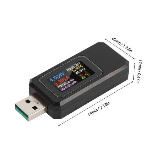 USB Tester IPS Color 0-999999mAh 4-30V Kompakt 1