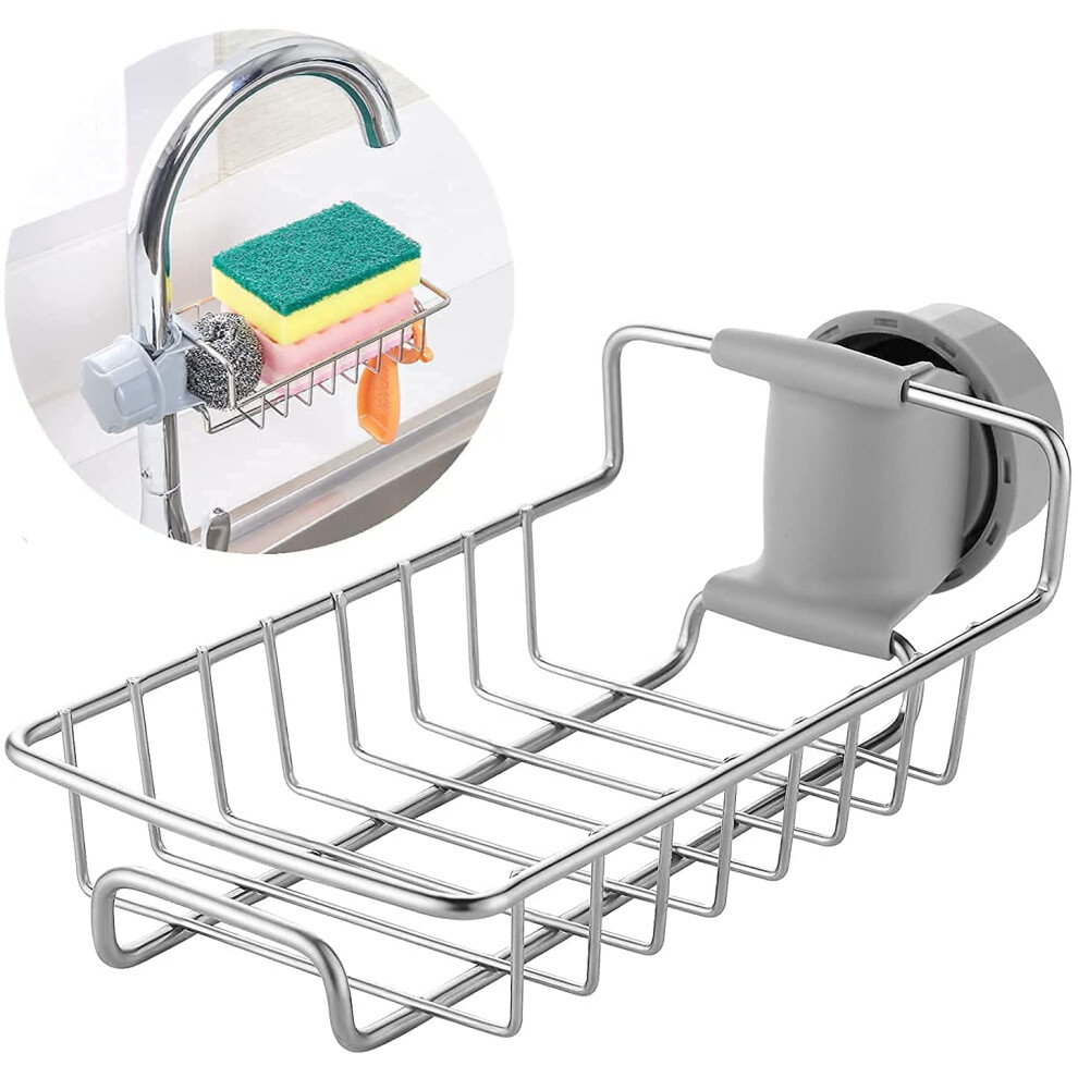 Sink Sponge Holder Rustproof Stainless Steel Faucet Caddy Organizer For Soap And Scrubbers 9174973319320