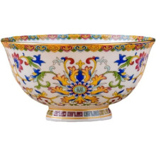 Ceramic Rice Bowl 15.5cm Chinese Enamel Porcelain Soup Bowl Elegant Palace Style GiftReady