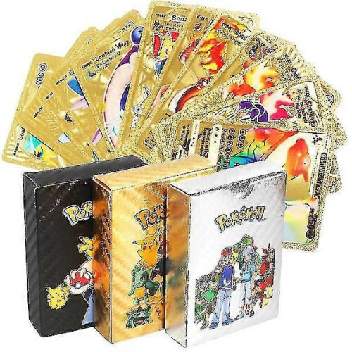 Κάρτες Pokémon Χρυσό και Ασημί Φύλλο Flash Κάρτες Ισπανικά Τραπουλόχαρτα Μαύρα