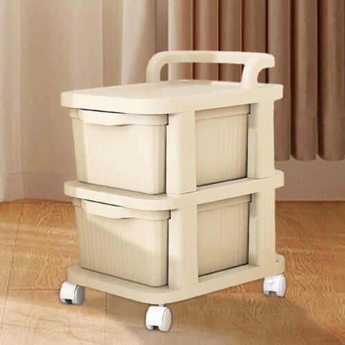 Plastic Storage Drawers on Wheels, 2Layer Multi Drawer Organizer with 360 Rotating Casters 1