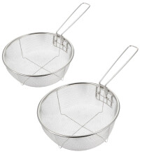2Pcs Stainless Steel Fry Basket with Long Handle, Foldable Deep Frying Basket for Kitchen Cooking