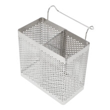 Stainless Steel Utensil Holder with Dual Compartments, Hanging Cutlery Drying Rack for Kitchen