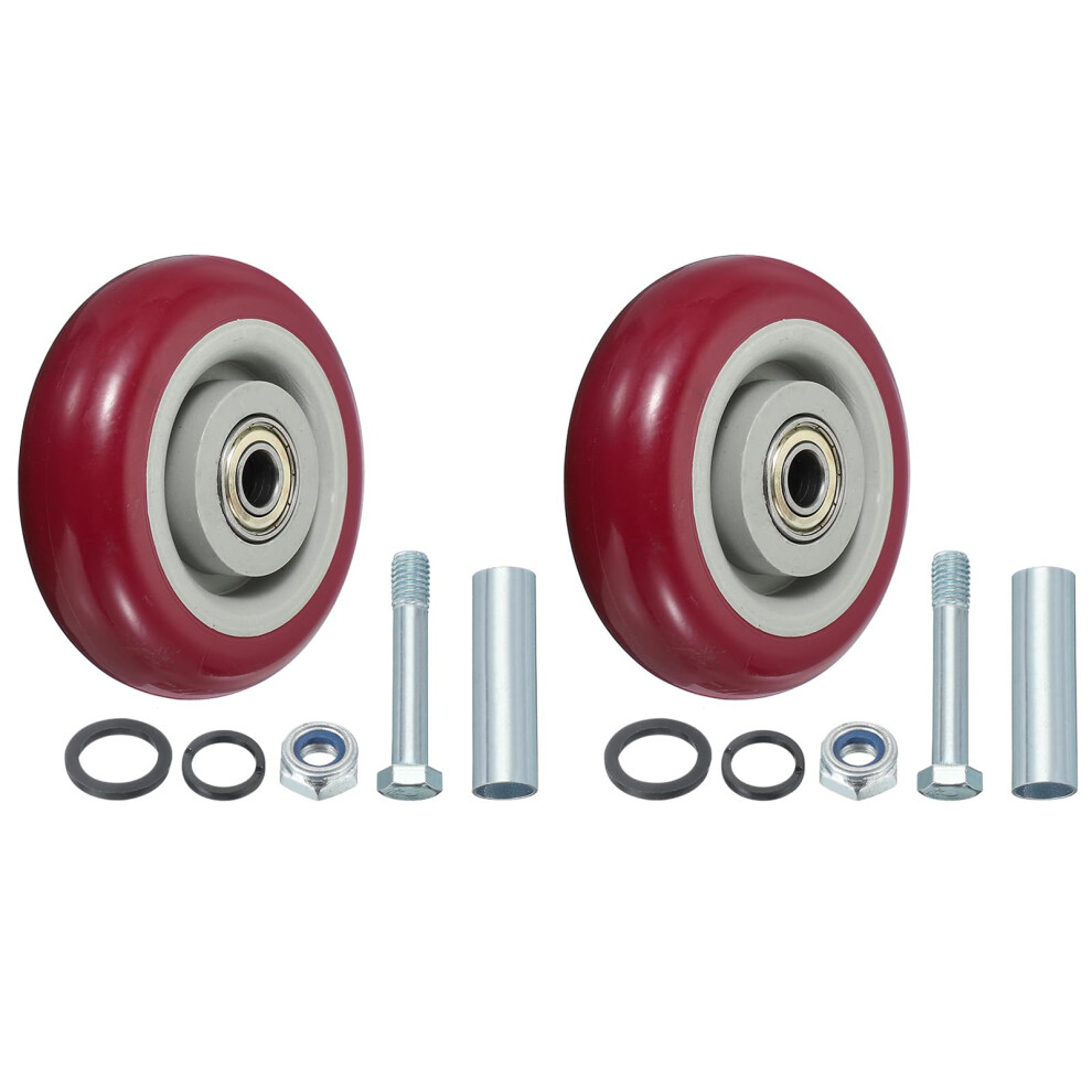 4 Inch Heavy Duty Nylon Caster Wheels, Quiet NonâMarking Replacement Cart Wheels For Furniture, Red Pack Of 2 9113335242432
