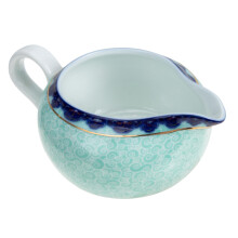 Ceramic Milk Jug with Smooth Pour Design for Coffee and Tea, Blue and White Porcelain Creamer