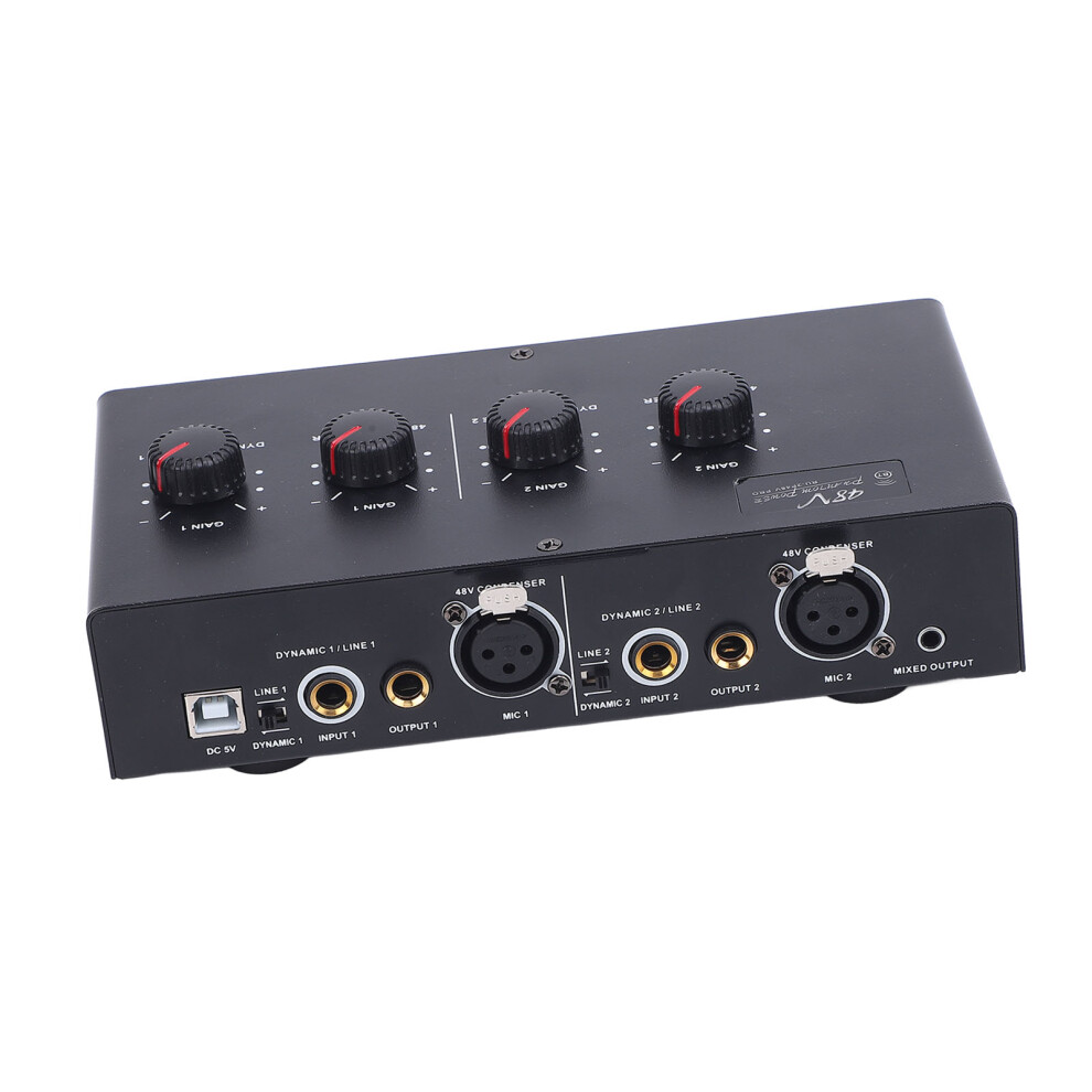 2 Channel Usb Microphone Preamp 48V Phantom Power Amplifier 4351383118018