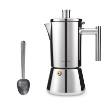 Stainless Steel Moka Pot 12 Cup Stovetop Espresso Maker for Extra Strong Coffee with Safety Valve
