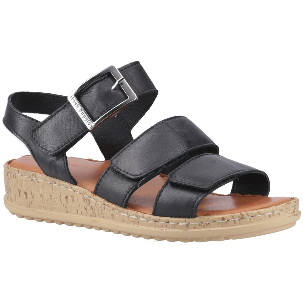 New Hush Puppies Women's (, ) Eliana Sandal Leather Sandals Black 43540-81484