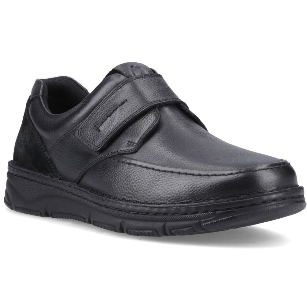 Hush Puppies (, ) Forde Touch Fastening Leather Men's Black Loafers