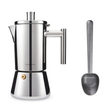 Stainless Steel Stovetop Espresso Maker 4 Cup Moka Pot with Long Handle Spoon Induction Safe