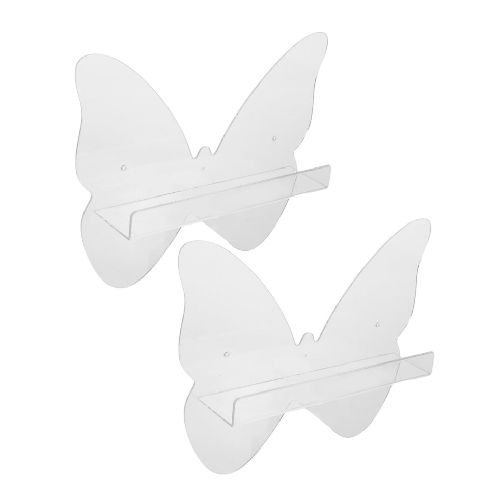 Vinyl Record Wall Shelf Set With Modern Butterfly Clear Acrylic Design And Floating Lp Storage 9070919311291