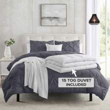 (Double Size) 15 TOG Duvet with Grey Pintuck Duvet Cover and Pillow Cases -Best Winter Deal Offer