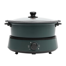 Electric Hot Pot with Grill, 4L Nonstick MultiFunction Cooker for Hotpot BBQ Camping Travel Green