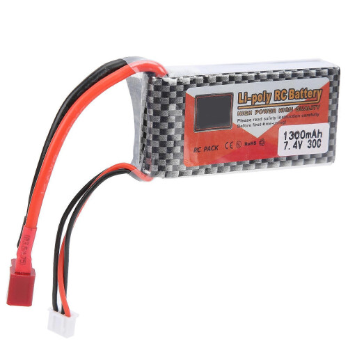 Μπαταρία Lipo 7.4V 1300mAh 30C με βύσμα T για οχήματα RC 1