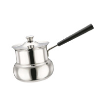 Stainless Steel Milk Warmer Coffee Pot 540ml with Heat Resistant Handle for Camping and Kitchen