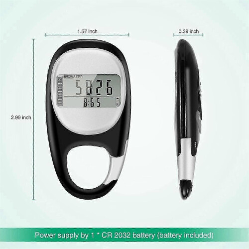 Pedometer compatible with Walking,Portable Walking Pedometer 3D Step Counter,Simple Electronic Steps Tracker with Carabiner 2