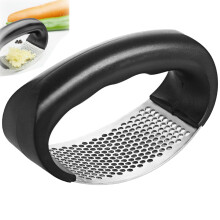 Garlic Press Stainless Steel Crusher with Ergonomic Curved Handle, Easy Clean Rocker for Kitchen 1Pc