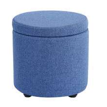 Round Storage Footstool for Living Room and Bedroom, Space‑Saving Design with Easy Storage, 32x32x32cm Green/Blue(White)