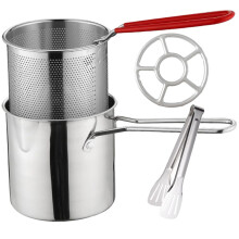 Stainless Steel Deep Fryer Pot with Basket for Home Kitchen Cooking Snacks, Rapid Even Heating