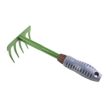 Garden Rake Metal WeatherResistant Iron with 5 Teeth Ergonomic Handle for Lawn and Pet Waste