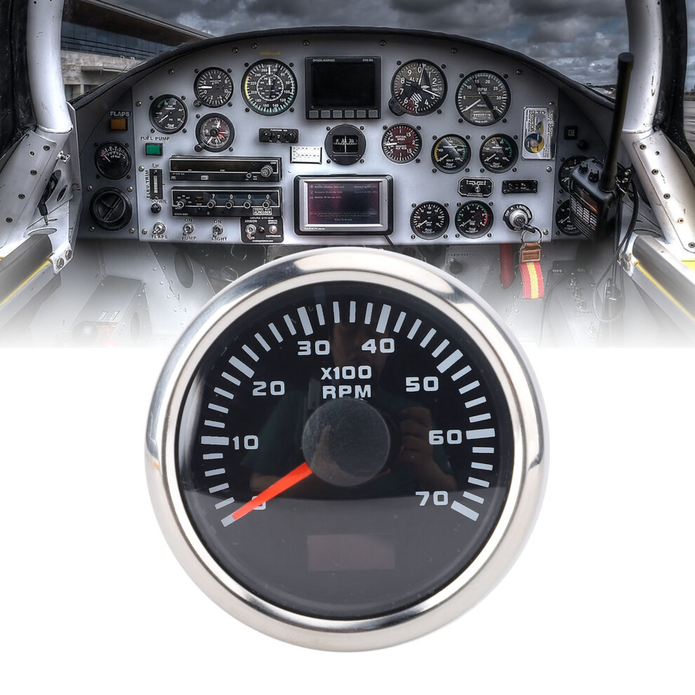 High-Precision 52Mm Tachometer 7000Rpm Hourmeter 7 Color Backlight Dc 9-32V Black/Silver 3541383123568
