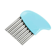Potato Cutter Wavy Knife with Stainless Steel Crinkle Blade for Fries and Vegetables Blue