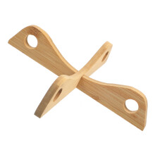 2pcs Bamboo Pot and Pan Rack Wok Stand with AntiSkid Stable Support for Kitchen and Camping