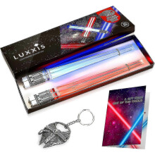 Lightsaber Chopsticks Light Up Glowing Chop Sticks For Star Wars Gifts Set Theme Party Fun [2 Pair Red And Blue Set] With Bottle Opener And Gift Read