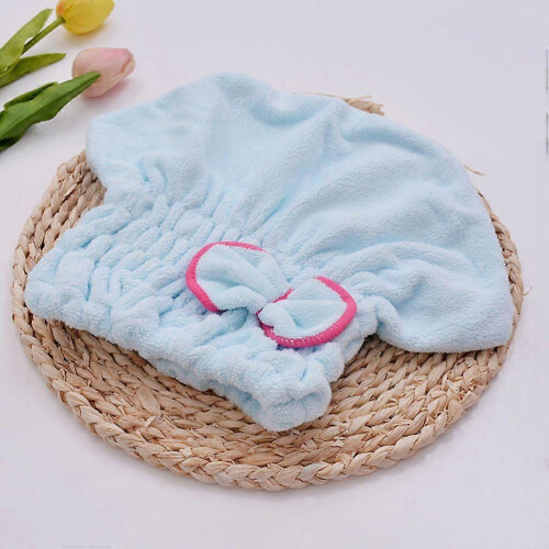 Bowknot hårtørring korallfleece dusjhetter elastisk badehår (lilla) 1