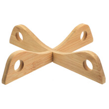 2pcs Bamboo Wok Stand and Pan Holder with AntiSkid Base for Kitchen Countertop and Camping