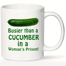Funny Cucumber Coffee Mug with Printed Design, Novelty White Ceramic Tea Cup Gift for Vegetable Lovers, 11oz