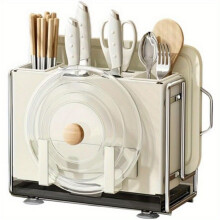 Universal Knife Block Holder with Magnetic Chopsticks Rack and Builtin Chopping Board Storage