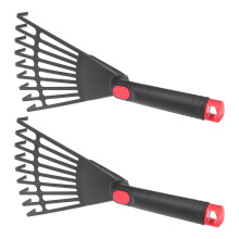 2Pcs Plastic Garden Rake Set for Lawn and Leaves with Sturdy Teeth and Easy Yard Cleanup