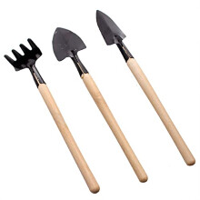 Garden Hand Tools 3 Piece Garden Trowel Set with Wooden Handle and Ergonomic NonSlip Grip