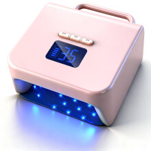 Cordless UV Nail Lamp 220W Professional Rechargeable LED Nail Dryer with Infrared Sensor and Large Display for Salon and Home Pink