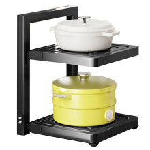 Pots and Pans Organizer Adjustable Cookware Rack Heavy Duty Under Cabinet Skillet Storage Black 2