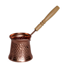 Turkish Coffee Pot with Long Spout, Thick Aluminum and Ergonomic Oak Handle for Stove Brewing