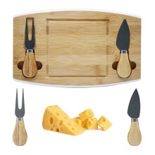 Cheese Board Set with Knives, Elegant Bamboo Charcuterie Serving Tray for Entertaining, White