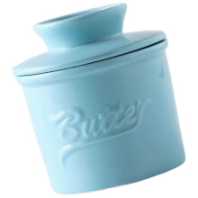 Blue Ceramic Butter Dish with Lid for Kitchen Countertop Storage and Stylish Table Serving