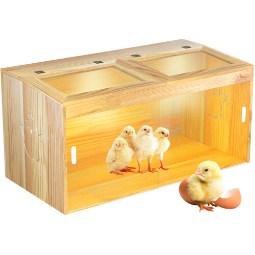 Chicken Brooder Box 32' with Adjustable Skylight Ventilation, Solid Wood Indoor Habitat for 35 Chicks Ducks Quail