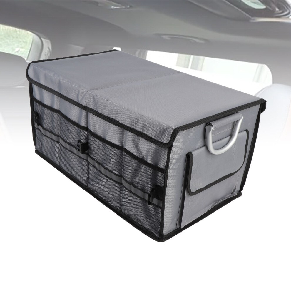 Large 55L Waterproof Oxford Car Trunk Organizer With Handles, Foldable Gray 9491383128206