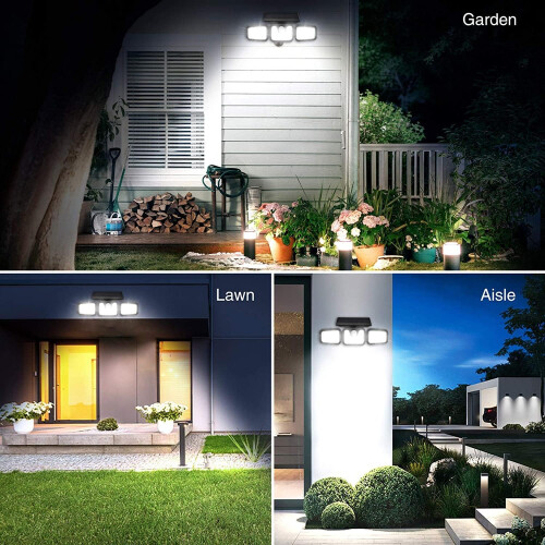 Solar LED Security Light with 3 Adjustable Heads, 270 Motion Sensor, IP65 Waterproof for Yard and Garage 2