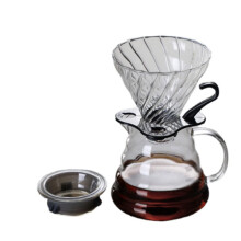 Glass Coffee Pot with Filter, Heat Resistant Coffee Server with Easy Pour Spout, Large Capacity