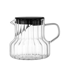 Coffee Maker with Heat Resistant Glass Coffee Pot, Vertical Stripe Design for Drip Pouring, Black