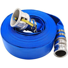 1' x 100' Blue Reinforced PVC Pool Backwash Hose with Camlock Fittings, Heavy Duty Chemical‑Resistant Discharge Hose for Swimming Pump